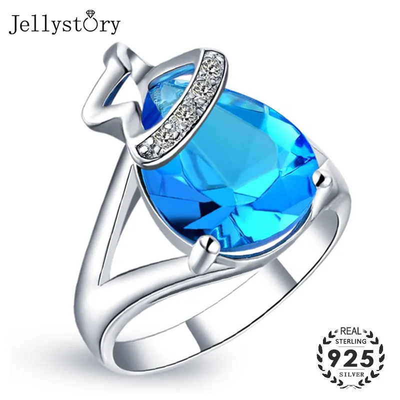 Jellystory 925 пробы Серебряное кольцо с 12*14 мм в форме капли воды рубин сапфир аметист