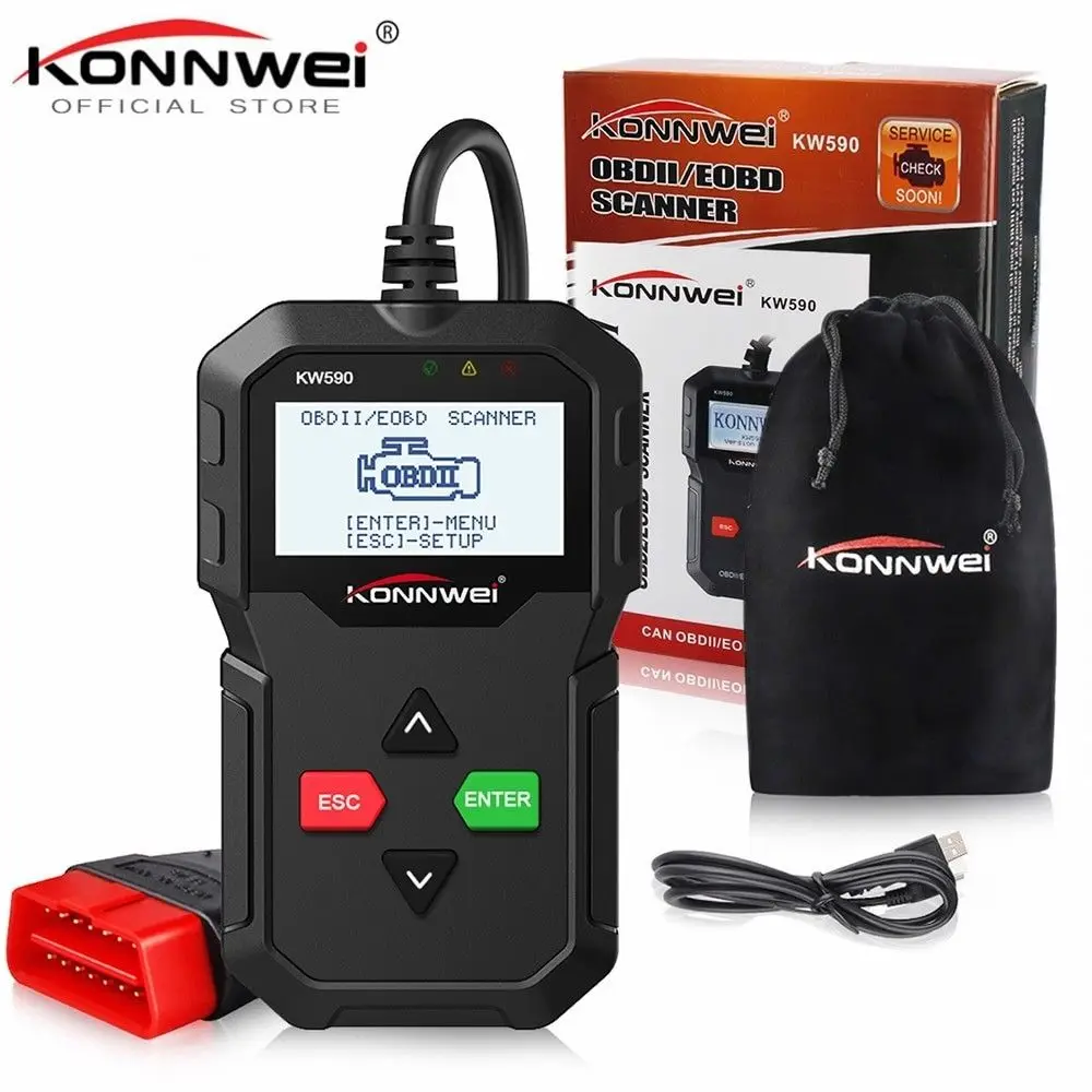 Считыватель кодов KONNWEI KW590 OBD2 сканер многоязычный s KW590 OBDII автоматический сканер русский язык лучше, чем AD310 ELM327