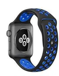 black blue Новые цвета спортивные силиконовые браслеты для apple watch Series 1 2 3 38 мм 42 мм соединяющий ремешок браслета для iwatch 5 4 40 мм 44 мм серия 5 - Цвет ремешка: black blue