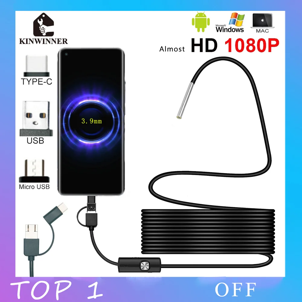 

Камера-Эндоскоп hd 1080p 3,9 мм, USB Type-C, водостойкая