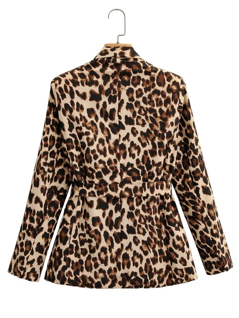 

Leopard Print Blazer Suit with Sashes Women Sexy Fashion Slim Office Blazer Single Breasted Casual Commute Elegant Spring Coats