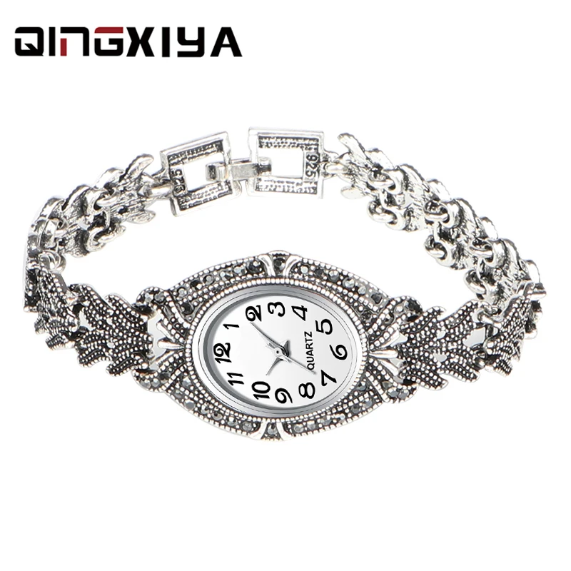 Женские кварцевые часы QINGXIYA наручные с браслетом в античном стиле новый