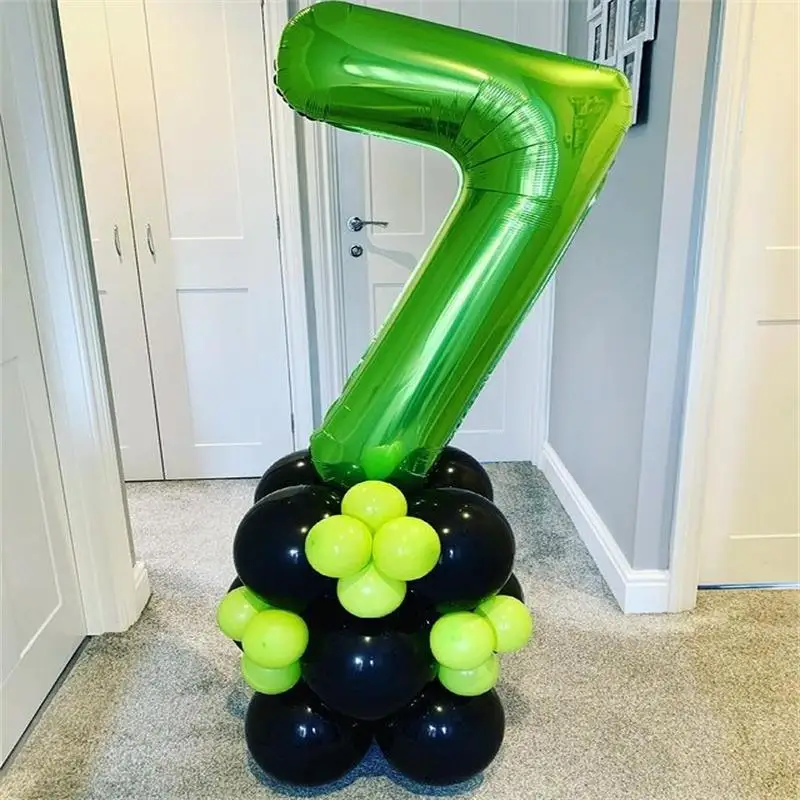 

25pcs/Set 30inch Green Foil Number Balloon Fruit Green Black Latex Ball Forest Decor Jungle Party Boy Birthday Decoration Global