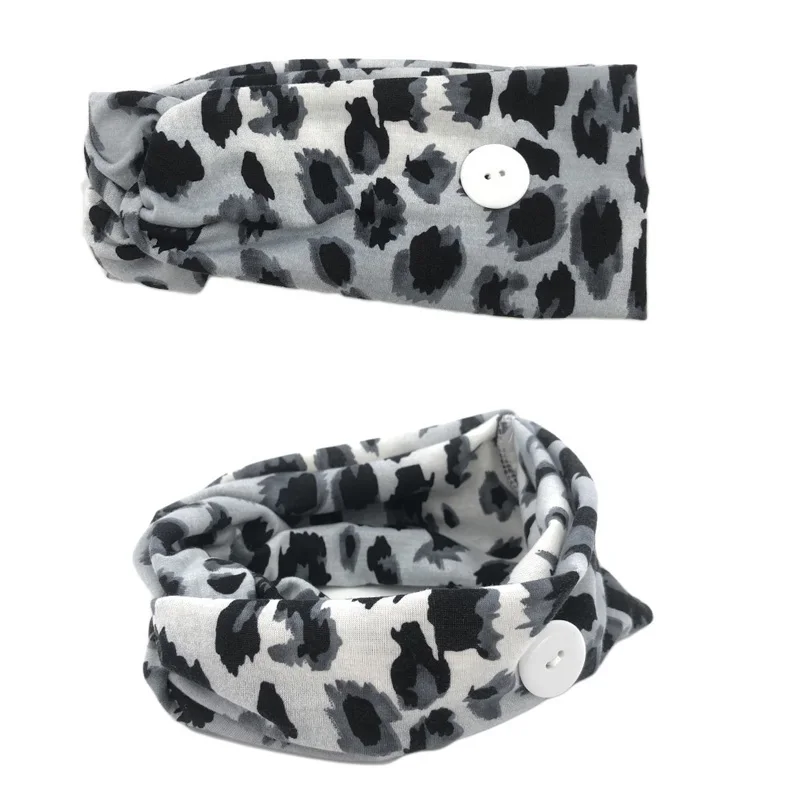 

3Pcs Headbands with Button for Mask Leopard Print Outdoor Yoga Sweat-Absorbent and Quick-Drying Headbands