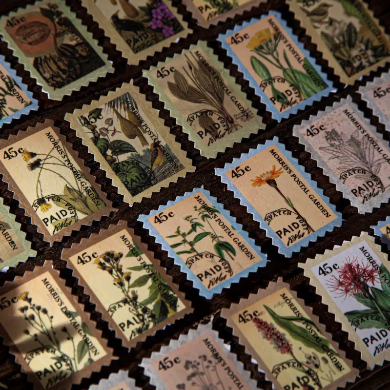 

60 Pcs Vintage Flowers Adhesive Stickers Stamp-like Decorative Stamp Stickers For Scrapbooking Kid Diy Arts Crafts Album Planner