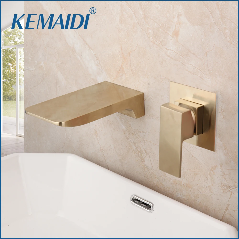 Матовый золотистый смеситель KEMAIDI для раковины встроенный корпус кран в ванную