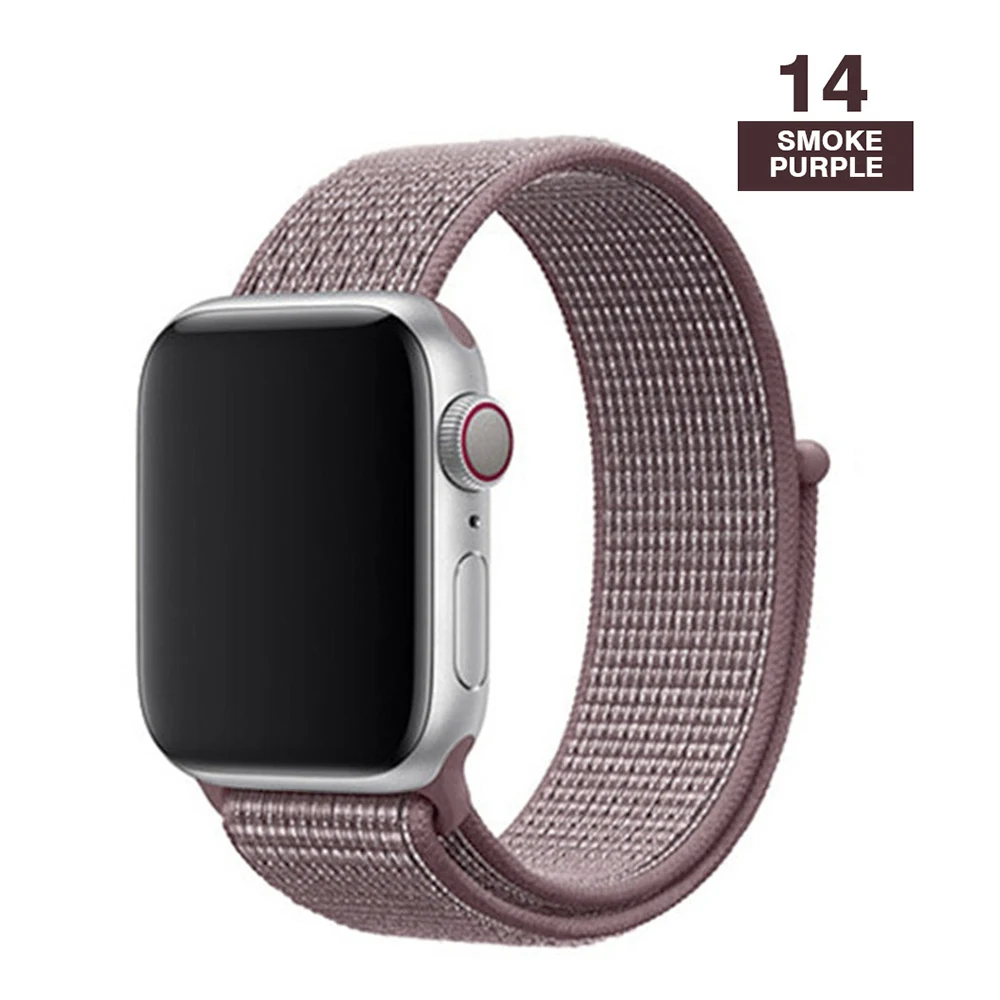 Ремешок для часов Apple серии 4/3/2/1 38 мм 42 мм нейлон дышащий мягкий сменный спортивный ремешок для iwatch, версия series 5 40 мм 44 мм - Цвет ремешка: smoke purple