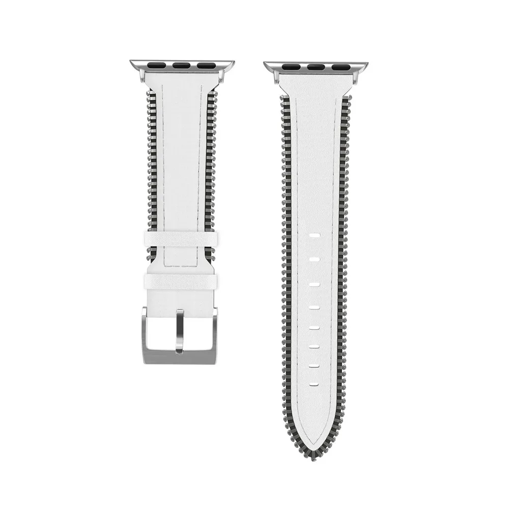 white 40 мм 44 мм кожаный ремешок для Apple Watch Band 4 38 мм 42 мм браслет ремень для iWatch 3 2 1 Боковая цепь дизайн - Цвет ремешка: white