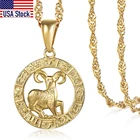 12 знаков зодиака Созвездия Золотая подвеска ожерелье для женщин мужчин Оптовая Прямая поставка Ювелирные изделия Горячие подарки на день рождения GPM24A