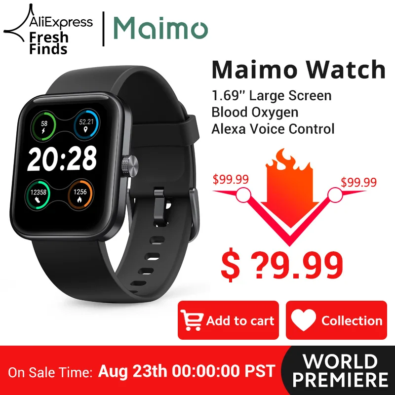 Глобальная Версия смарт-часов Maimo, экран 1,69 дюйма, 10 дней - Что подарить мужчине на 23 февраля