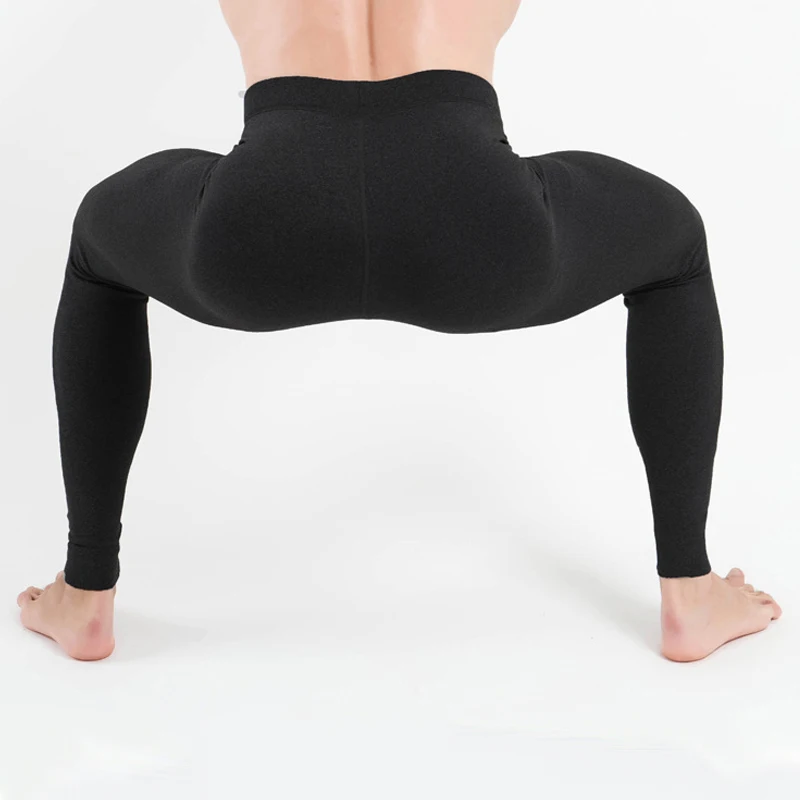 Серые бархатные толстые зимние сохраняющие тепло мужские Леггинсы облегающие