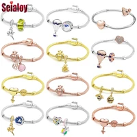 seialoy simple fashion gold cartoon animal beads charm bracelets for women men couples original fine charm bracelet couples gift