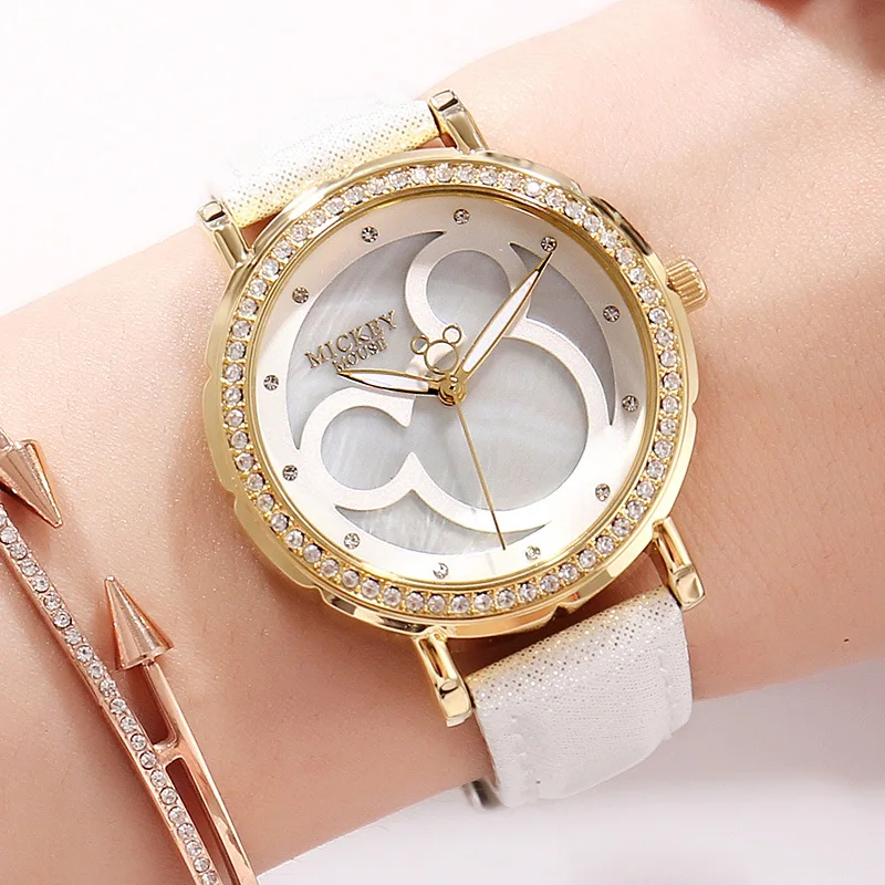 Disney Kids Watch Women Fashion Cute Wristwatches Girls Boys Mickey Mouse Gift Leather clock | Наручные часы