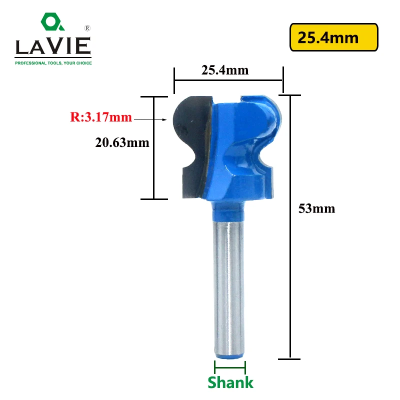 25.4mm LAVIE 6 мм 1/" хвостовик 6,35 мм двойной палец фрезы для древесины фрезерный резак промышленного класса для обработки дерева MC01160 - Длина режущей кромки: 25.4mm