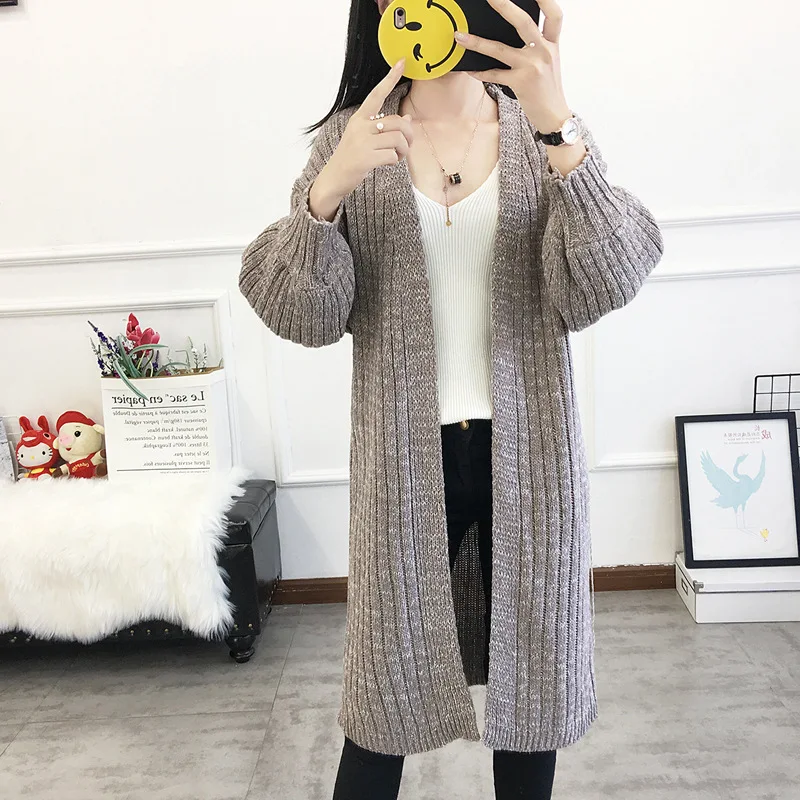 Сделать новый женский вязанный кардиган свободный большой ярдов длинные пальто