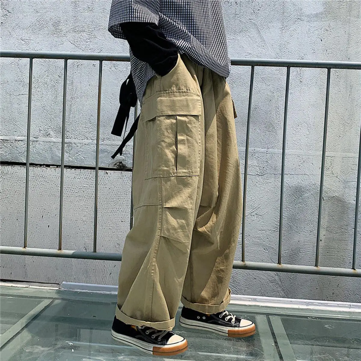 

Streetwear Khaki Cargo Pants Women Korean Fashion Hippie Black Wide Leg Trousers For Female Kpop Oversize Joggers