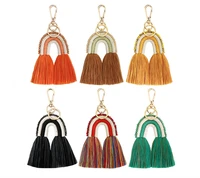 warehouse 1 pcs handmade 16 cm cotton tassel keychains diy phone pendant tassel women bags car charms accessories holder dom103