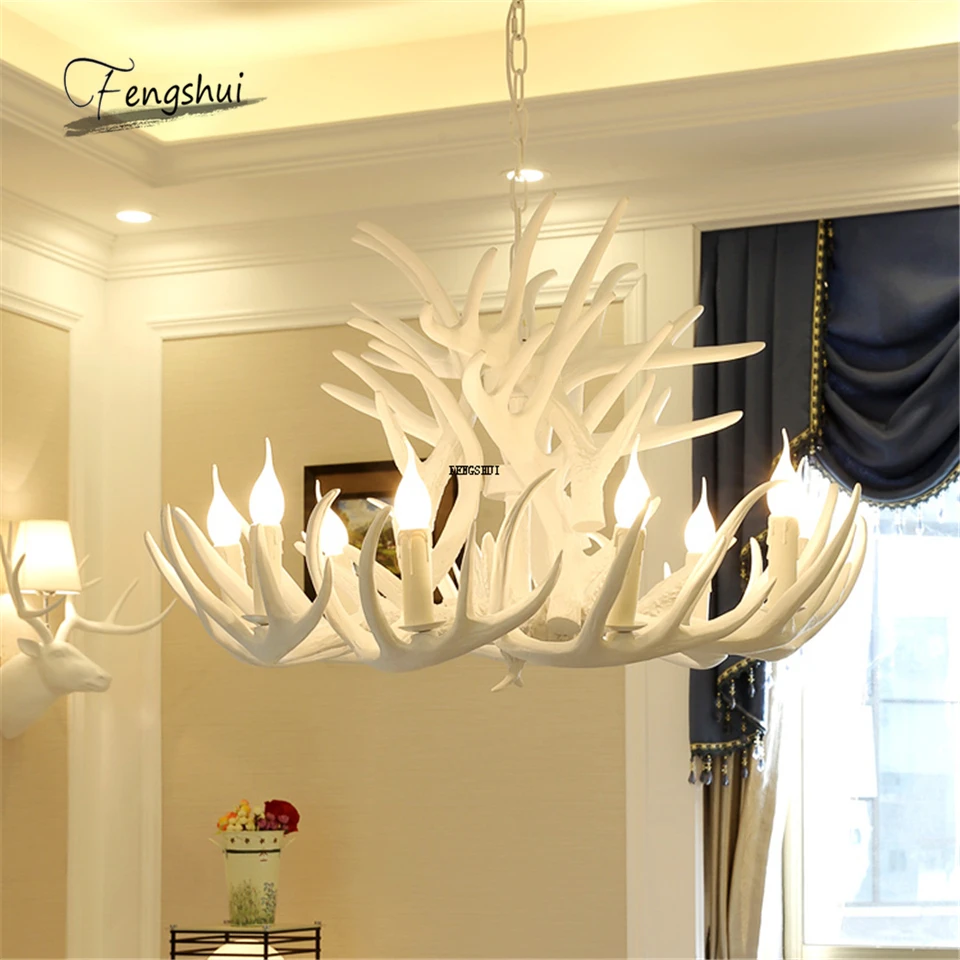 Скандинавский светодиодный светильник люстры из смолы рога для кухни подвесной