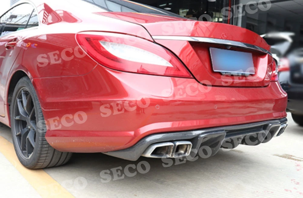 Для Benz W218 CLS350 CLS63 AMG 2011- рассеиватель задней губы из углеродного волокна из нержавеющей стали четыре выхода выхлопные наконечники хвост горло