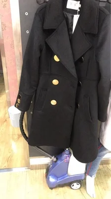 Woolen coats female winter Women Black Elegant Wool Coats double breasted Long Sleeve slim wool blends warm coat | Женская одежда