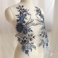 1 pc diy handmade beaded applique flower patch wedding dress accessories lace embroidery mending clothes hb78