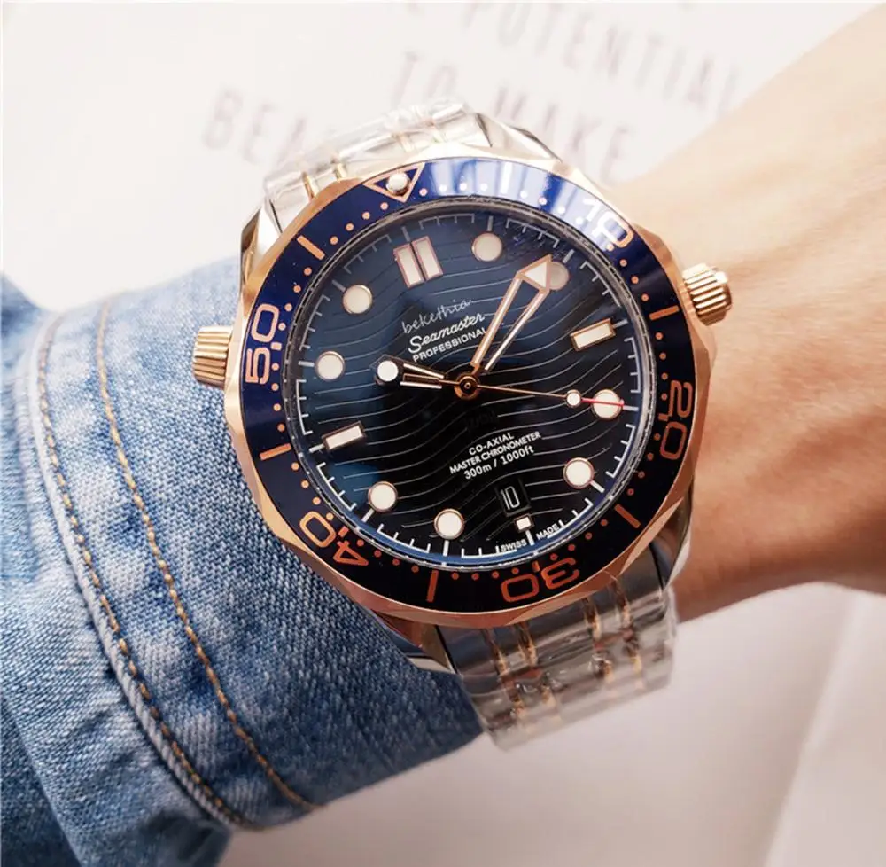 

Watch 40mm rose gold 2813 automatic movement men's 316L stainless steel watch glass self hair Watch