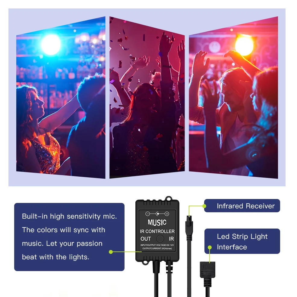 Светодиодсветильник лента RGB 5050 SMD гибкая Диодная с музыкальным контроллером