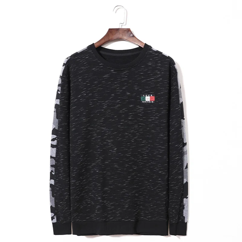 

New autumn men's oversized round neck printed long sleeve sweater