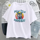 Лидер продаж, футболки Pew Madafaks в уличном стиле с принтом, женская модная одежда с мультяшным рисунком, дышащие топы с круглым вырезом, летняя футболка 2021