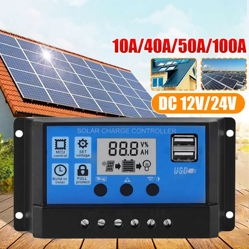 PWM режим 2 USBDC 12/24V 10-100A панели солнечных батарей регулятор напряжения зарядки