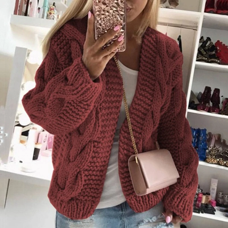 

Women'S Fashion Casual Solid Color Knit Jacket Cardigan Women'S Sweater