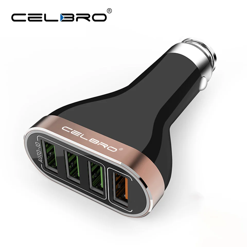 Only Car Charger Автомобильное зарядное устройство с несколькими портами USB, быстрая зарядка 3,0 QC 3,0, металлическое автомобильное зарядное устройство с 4 портами, универсальное быстрое зарядное устройство для мобильного телефона, автомобильное зарядное устройство - Тип штекера: Only Car Charger