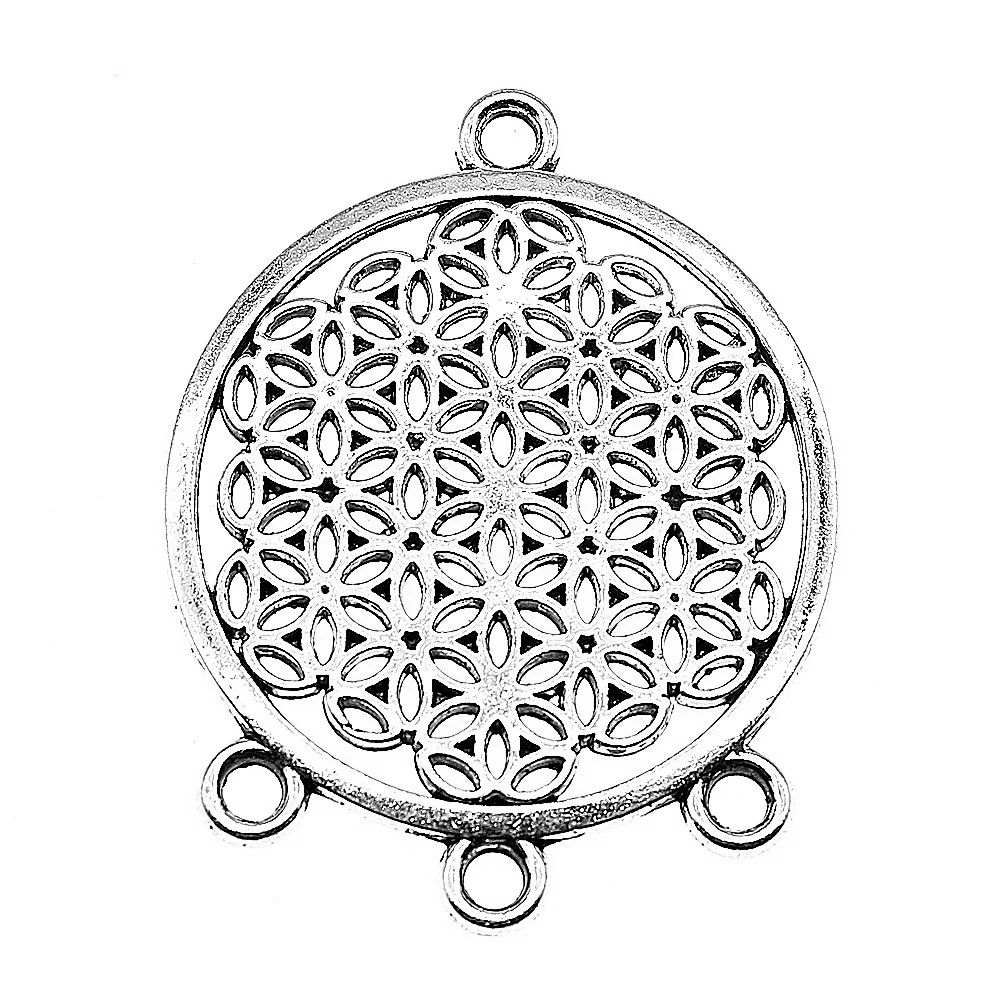 

8pcs The Seed Of Life Connector Charm Seed Of Life Connector Pendant For Jewelry Making Round Flower Of Life Charm 29x38mm