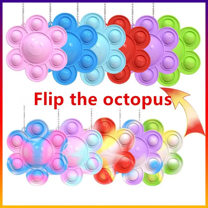 Juguete Antiestr&eacute;s con forma de pulpo para ni&ntilde;os, mu&ntilde;eco de descompresi&oacute;n con volteretas de girasoles, cambio de Color, novedad-0