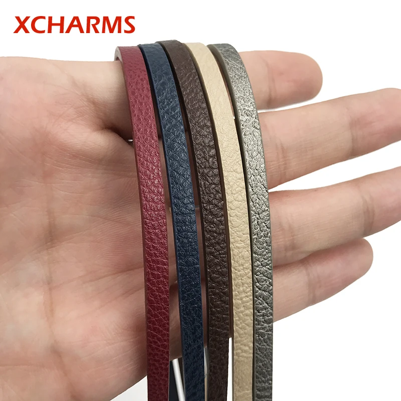 Плоский шнур XCHARMS 1 метр x 5 мм из искусственной кожи скрепленной фурнитура для