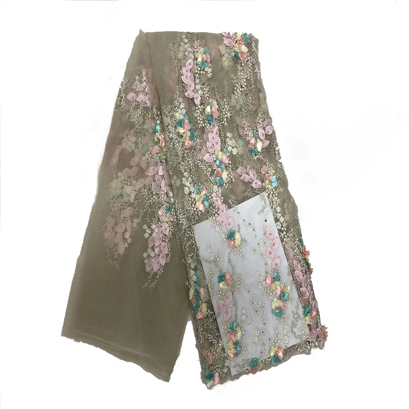 2018 African 3D Lace Fabrics Latest Style Ribbon Embroidered Tissue Gray Dress For Women Hk05-1 | Дом и сад