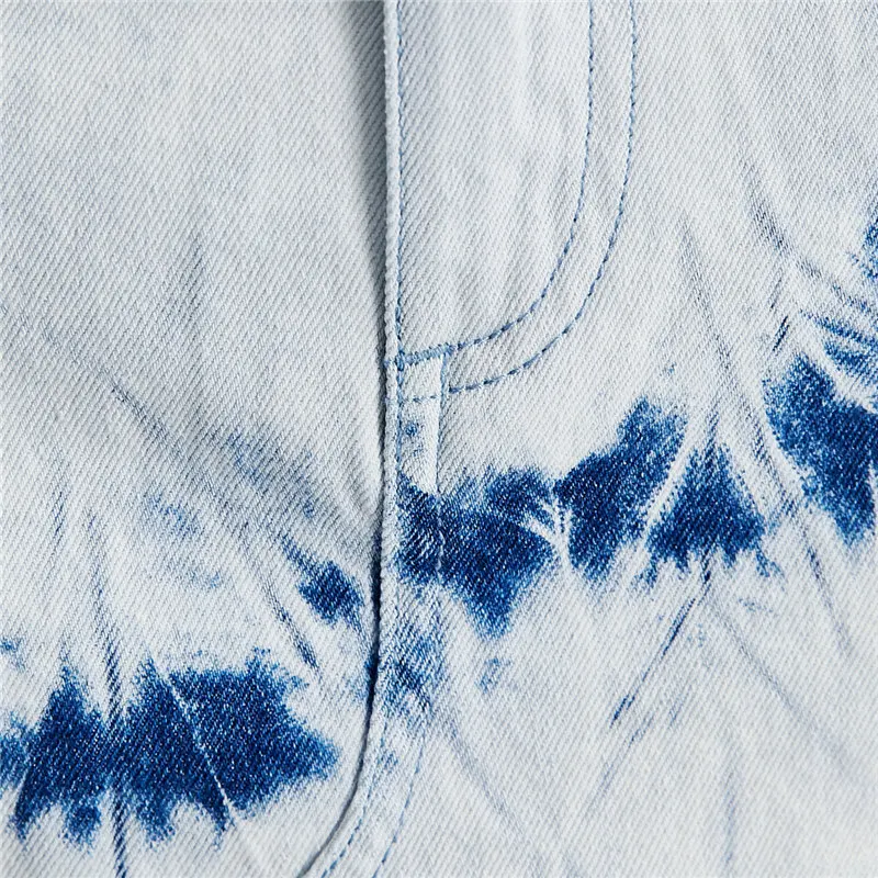 

100% cotton Women Denim Skirts 2021Summer New Irregular Tassel Brand Jeans Skirts Fashion Tie dye High quality Female Mid Skirt