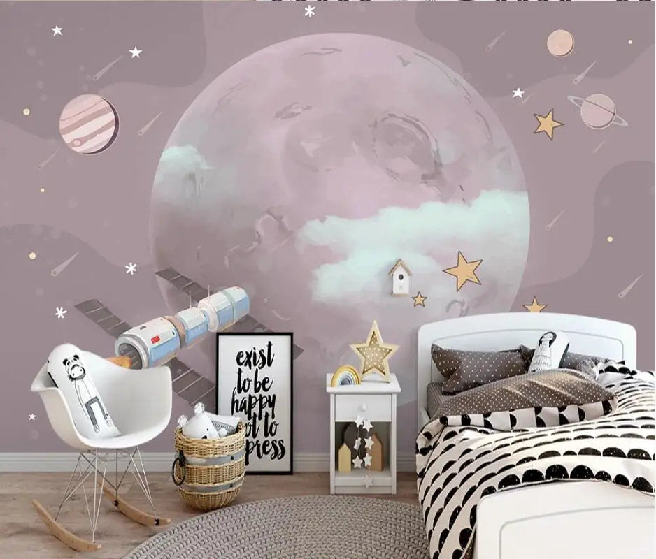 

Обои ручной росписи AINYOOUSEM с планетой, звездным небом, фоновые обои для детской комнаты, обои 3d, наклейки