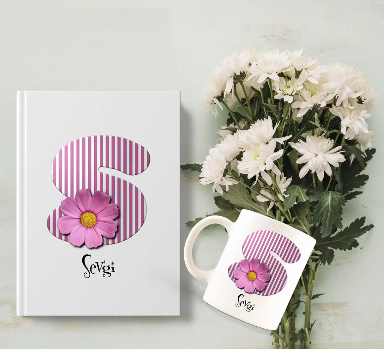 

С персональными буквами дизайн Белый Леджер и кружка подарок Seti-11