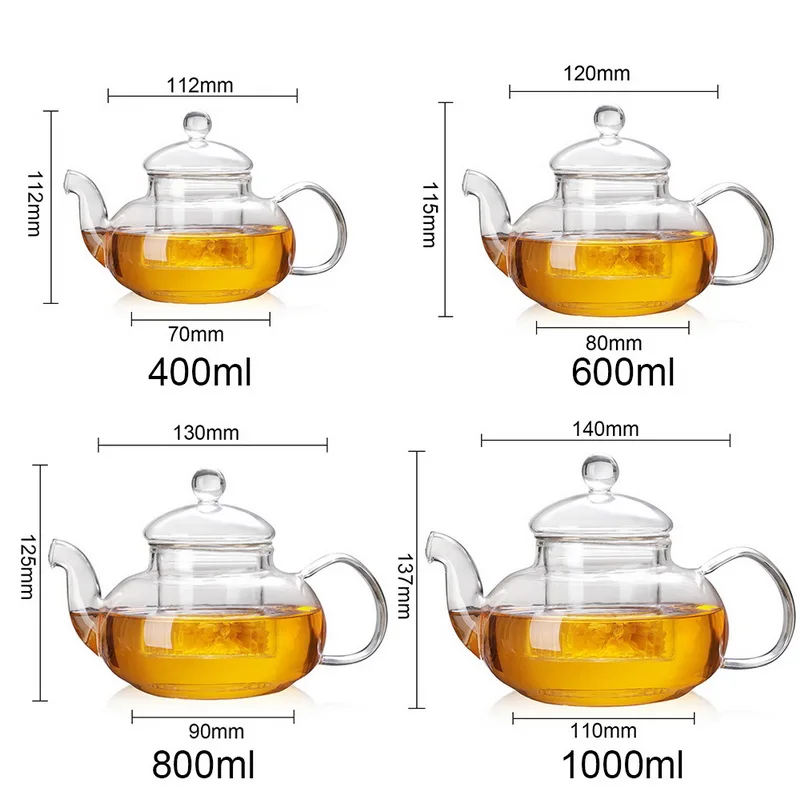 

Heat Resistant Glass Teapot Tea infuser Water Jug Bottle Flower Glass Teapot With Infuser Tea Leaf Herbal Coffee Lemonade 1000ml