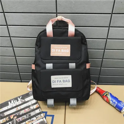 blackB Hong Kong ветер ретро улица кисти крутая Сумка Женский Досуг Мягкий сестра студенческий рюкзак мужской и женский корейский рюкзак - Цвет: blackB