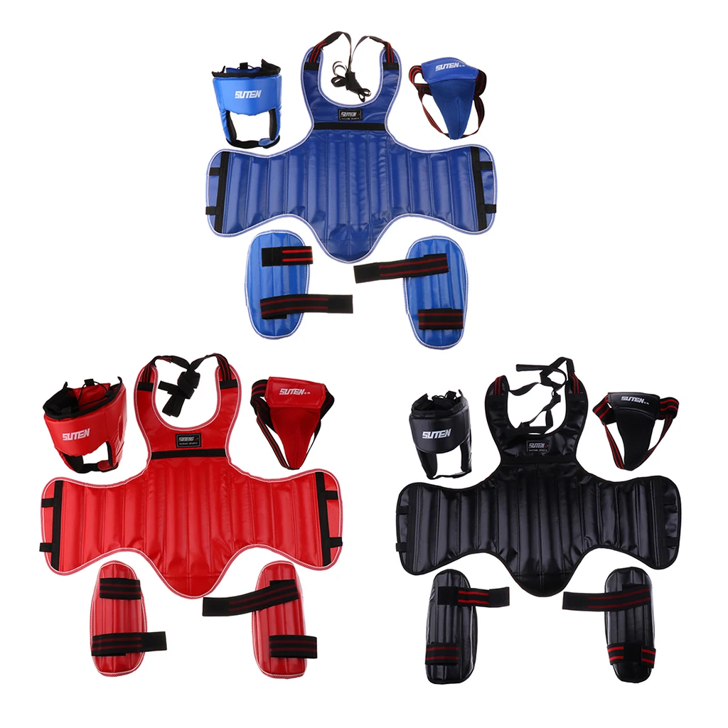 MMA Boxing Protective Gear Set - Kickboxing Training Headgear Body Chest Groin Protector & Shin Pads Various Colors | Спорт и