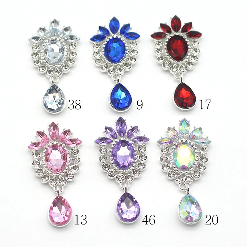 

YWXINXI 10Pcs new exquisite and shiny alloy rhinestone flat brooch accessories, romantic wedding hair ornament decoration