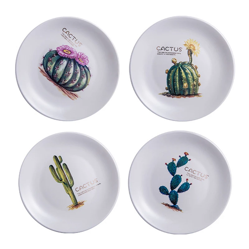 4 Шт. 8 Дюймов Круглый Кактус Свежий Домашний Фарфор Посуда Завод Блюда Стейк