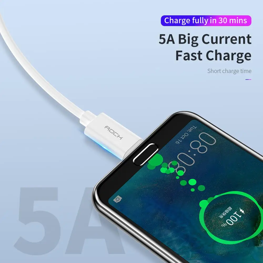 2 шт./лот рок 5A металлический кабель с разъемом USB Type C для Xiaomi Redmi Samsung OnePlus Huawei Mate 20