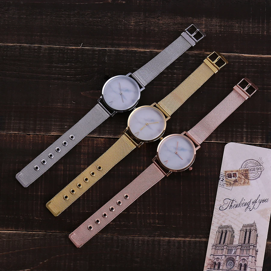 Vansvar бренд творческий сетка Группа Мрамор кварцевые часы Повседневное Для женщин