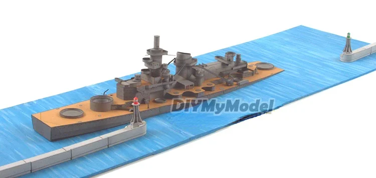 DIYMyModeI-Battlecruiser gnesennau 1:400, bricolaje, manual, modelo de papel, juguete hecho a mano, rompecabezas, regalo, utillaje de pel&iacute;cula-5
