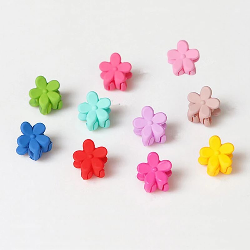 10pcs/lot Hair Accessories Baby Girls Small Claw Cute Candy Color flower hair clips for kids Children Hairpin Headwear|Шпильки и