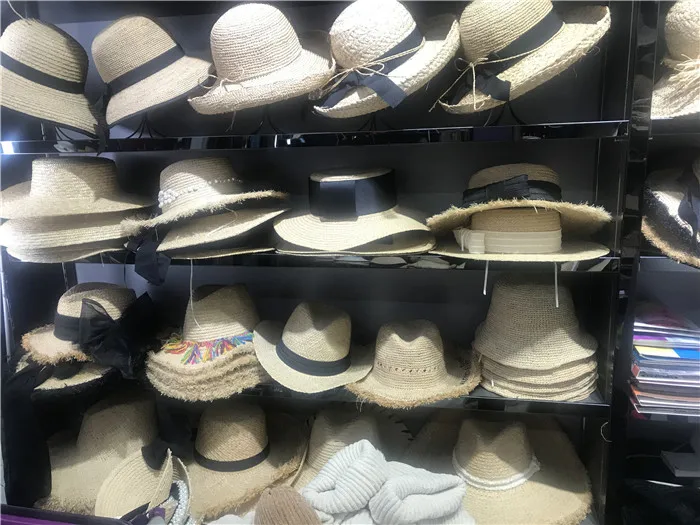 

01912-27-tu new spring handmade natural raffia grass lace bowknot lady fedoras cap women beach holiday hat