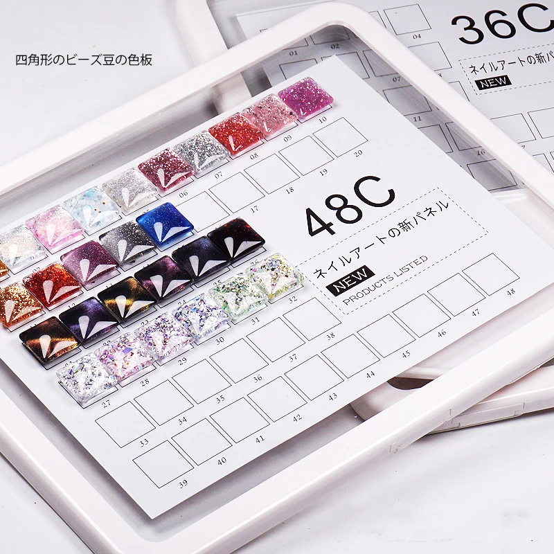 36/48 Color Nail Tips Display Stand Showing Shelf Gel Polish Chart Painting Board Glass Beads&ampFake |